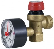 Valvola di sicurezza 1/2 x 1/2 ordinaria, attacco femmina con manometro. Disponibile versione con attacchi 3/4 Valvola di sicurezza 1/2 x 1/2 ordinaria, attacco femmina con manometro. Disponibile versione con attacchi 3/4